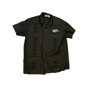 Don Julio Tequila Guayabera Short Sleeve Black Button Up Shirt Size Large Mexico